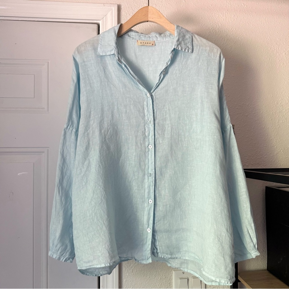 STARK Light Blue Linen Button-Down Shirt